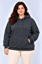 Oversized three-thread fleece-lined hooded winter sweatshirt with kangaroo pocket - smoke gray - 3