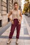 Italian Burgundy Embroidered Pocketed Elastic Waist Shalwar Leg Casual Knitted Trousers 98 68 - 3