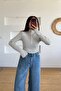 White Striped Buttoned Stand Collar Blouse