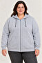 Oversized plus size three-thread fleece-lined hooded full-zip winter sweatshirt - grey - 4