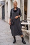 Anthracite Degaje Collar Long Sleeve Single Pocket Thin Leather Collar and Pocket Casual Loose Knitted Dress 126 55 - 5
