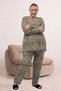 67810 Large Size Uzunkol Patterned Suede Trouser Pajama Set - Leopard