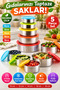 5-Piece Stainless Steel Storage Container Set with Colorful Lids Round Metal Food and Meal Storage Container 10-18 cm