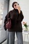 Premium Collar Button Detailed Flywheel Sleeve Knitwear Sweater - Brown - 8
