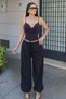 Parachute Fabric Elastic Cuffed Shalwar Trousers Black - 3