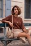 Italian Brown Pool Collar Long Sleeve Casual Mercerized Oversize Knitwear Sweater 63 68 - 3