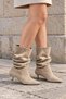 Crease Gathered Pointed Toe Thin Heeled Women's Boots - 8