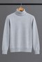 Men's High-Neck Full Turtleneck Knitwear Gray Sweater - 6