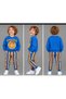 Boy's 3 Yarn Raster Blue Sweatshirt and Orange Striped Sweatpants Set – 2 Pieces 0910- - 3