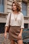 Italian Beige Pool Collar Long Sleeve Casual Mercerized Oversize Knitwear Sweater 63 68 - 5