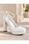 Closed Toe Ankle Strap Platform Heeled Evening Dress Bridal Shoes - 6