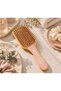 Bamboo Wood Hair Detangling Comb Scalp Massage Brush Pink Marble Pattern 20X6.5 cm - 6