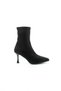 Sienna Women's Black Fabric Stretch Pointed Toe Thin Heeled Upper Ankle Stretch Flexible Stylish Half Boots Bootie - 4