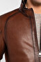 Men's Genuine Leather Brown Leather Coat - 5