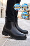 Black Genuine Leather Men's Classic Chelsea Boots with Side Elastic and Non-Slip Sole 287 - 3