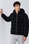 Men's Hooded Casual Winter Black Puffer Jacket - 4