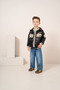 Baby Boy & Child Striped Sweat Leather Jacket and Jeans 3-Piece Set - 3