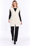 Women's V-Neck 4-Button Pocket Detailed Shardonlu Furry Long Knitwear Vest