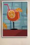 Retro Abstract Spritz Cocktail Glass Blue Burgundy Framed Painting Cocktail Poster Bar Kitchen Decor Kok25 - 2