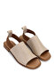 Women's Genuine Leather Beige Flat Sandals - 2