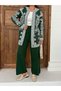 Embroidery Patterned Long Knitwear Cardigan Set 3077 - Emerald Green - 4