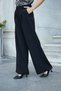 Women's Relaxed Fit Wide Leg High Waist Pleated Palazzo Trousers with Pockets-Black - 5