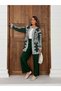 Embroidery Patterned Long Knitwear Cardigan Set 3077 - Emerald Green
