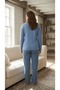 Women's Winter Plus Size Curve Embroidered Patterned Collar Buttoned Long Sleeve Pajama Set - 4