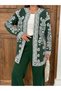 Embroidery Patterned Long Knitwear Cardigan Set 3077 - Emerald Green - 5