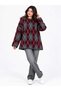 Women's Burgundy Gray Diamond Patterned Crew Neck Oversize Knitwear Sweater - 3