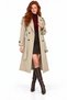 Ecru Women's Long Trench Coat with Belt, Double-Breasted, Buttons, Epaulettes, Pockets, and Slit on the Back - 2