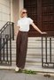 Women's Relaxed Fit Wide Leg High Waist Pleated Palazzo Trousers with Pockets - Coffee - 2