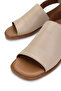 Women's Genuine Leather Beige Flat Sandals - 3
