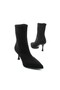 Sienna Women's Black Fabric Stretch Pointed Toe Thin Heeled Upper Ankle Stretch Flexible Stylish Half Boots Bootie - 5