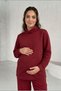 Lunara Embroidered Collar Quilted Fabric Pocketed Drawstring Waist Maternity and Postpartum Sweatshirt Set - 4