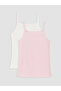 Ozmarka New Season Pink Square Collar Girls' Undershirt 2-Piece Set