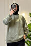 5540-1 - Stylish and Comfortable 2-Yarn Lycra Hooded Decorated with Stone Detail Women's Hijab Sweatshirt - 2