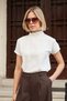 Women's Lycra-Free Crepe-Satin Fabric Half Fisherman Low Shoulder Blouse-Cream - 4