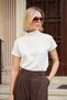 Women's Lycra-Free Crepe-Satin Fabric Half Fisherman Low Shoulder Blouse-Cream - 3