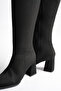 Women's Black Zippered Suede Boots - 3