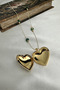 Gold Color Green Bead Detailed Heart Pendant Long Necklace (55cm) - 4