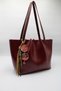 Women's Burgundy Large Size Zippered Hand, Arm and Shoulder Bag with Laces and Buckle Charms - 2