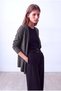 Women's Dark Gray Melange 100% Viscose V-Neck Long Sleeve Shoulder Stitching Detailed Long Cardigan Molly