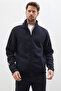 3-Thread Zipper Stand Collar Jacket with Striped Sleeves - 2