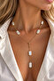 Rectangular Pearl Detailed Y Necklace (40cm)