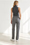 Women's Gray Polyviscon Carrot Trousers with Elastic Back Pocket Pnt-19000421 - 2