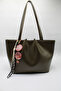 Women's Khaki Large Size Zippered Hand, Arm and Shoulder Bag with Laces and Buckle Charms