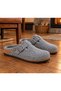 Men's Winter Felt Cork Sole Single Buckle Adjustable Comfortable Sole Home Garden Slippers - 3