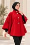 Buttoned Cashmere Poncho Red