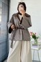 Premium Double-Sided Stand Collar Gabardine Jacket – Brown - 2